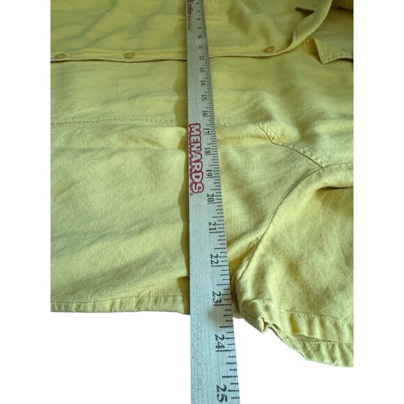 Christopher & Banks XL Button Blouse Shirt Short Sleeve Rayon Linen Yellow READ - Picture 8 of 9